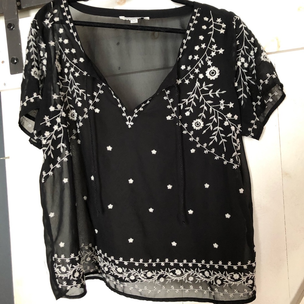 Sheer embroidered top